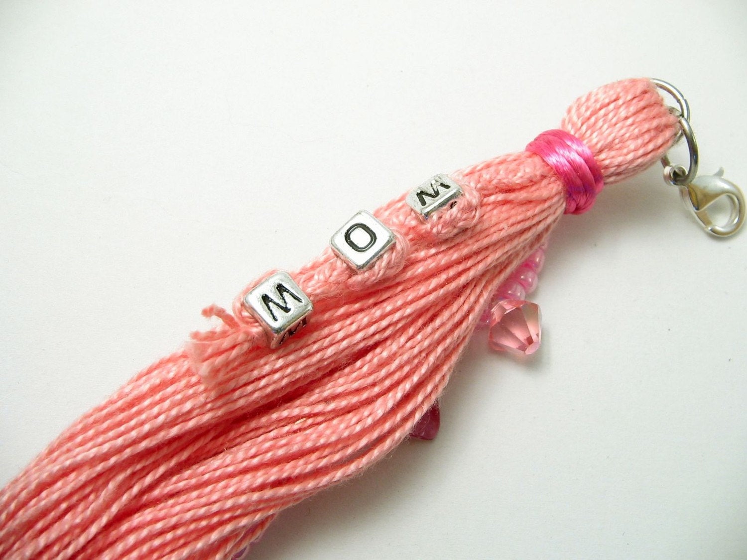 Pink Mother's Day Beaded Purse Tassel