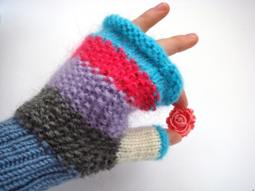 Colourful fingerless gloves, women accessory, christmas gift for her
