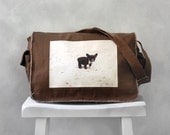 Messenger Bag - French Bulldog - School Bag - Java Brown - Canvas Bag