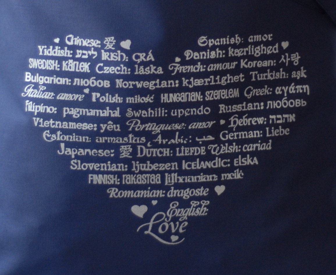 SALE - LOVE Languages Tote Bag - Navy Tote with Silver Ink