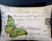 Lumbar Pillow 12 by 16 Inches Green Butterfly in Paris