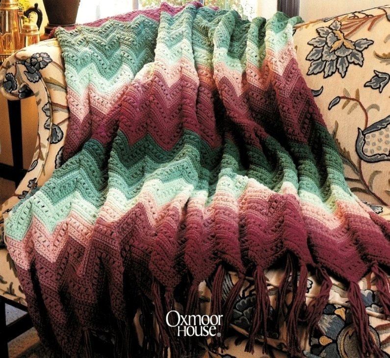 X499 Crochet PATTERN ONLY Royal Ripple Afghan Pattern