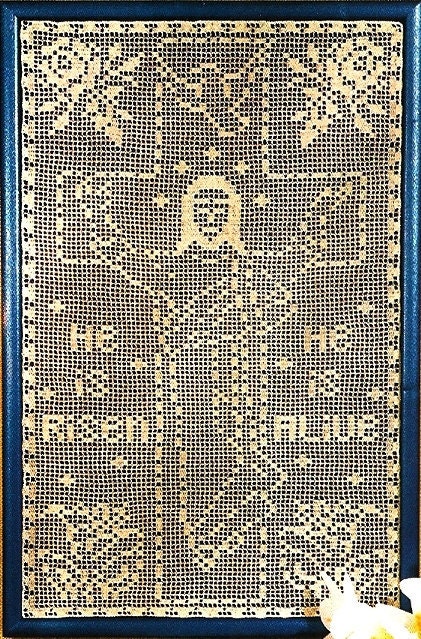 X906 Filet Crochet PATTERN ONLY He Is Risen Easter Cross Wall Hanging Jesus