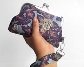 Light Blue, Purple, Pink Paisley Wristlet - Vintage Recycled Necktie