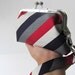 Patriotic Red White Blue Stripes Recycled Necktie Wristlet