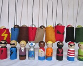 Boy Peg Doll Pouch - Doll Necklace - Take Along Dolly - Pocket Pal