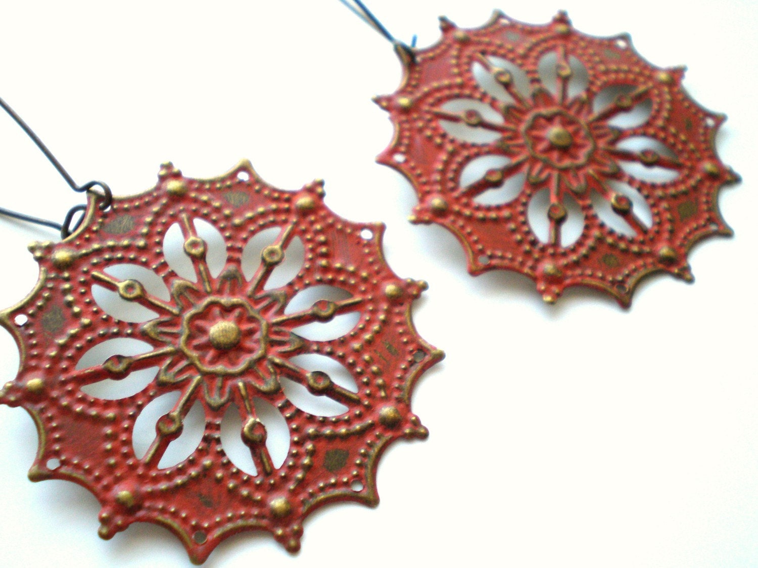 Pumpkin Orange Gypsy Star Earrings
