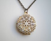 White Victorian Filigree Locket Necklace