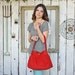 Red corduroy, crossbody, shoulder bag, handbag, pleated, purse, spring, summer, fall, winter, fabric
