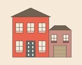 Red House with Purple Garage