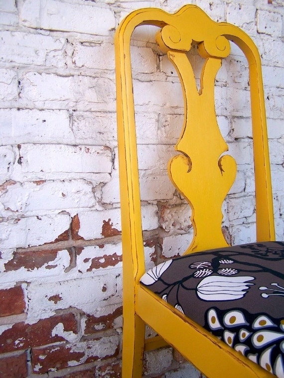 Pair of Mustard Yellow Dining Chairs by minthome on Etsy