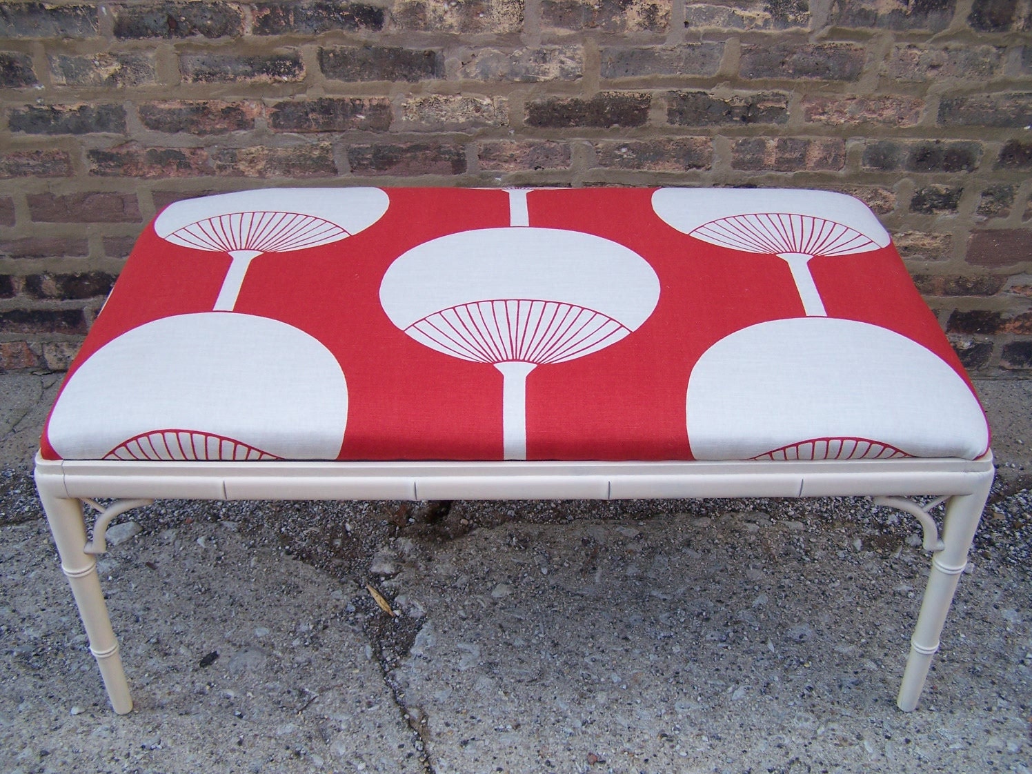 Beautiful Ottoman Upholstered In Thomas Paul Fabric