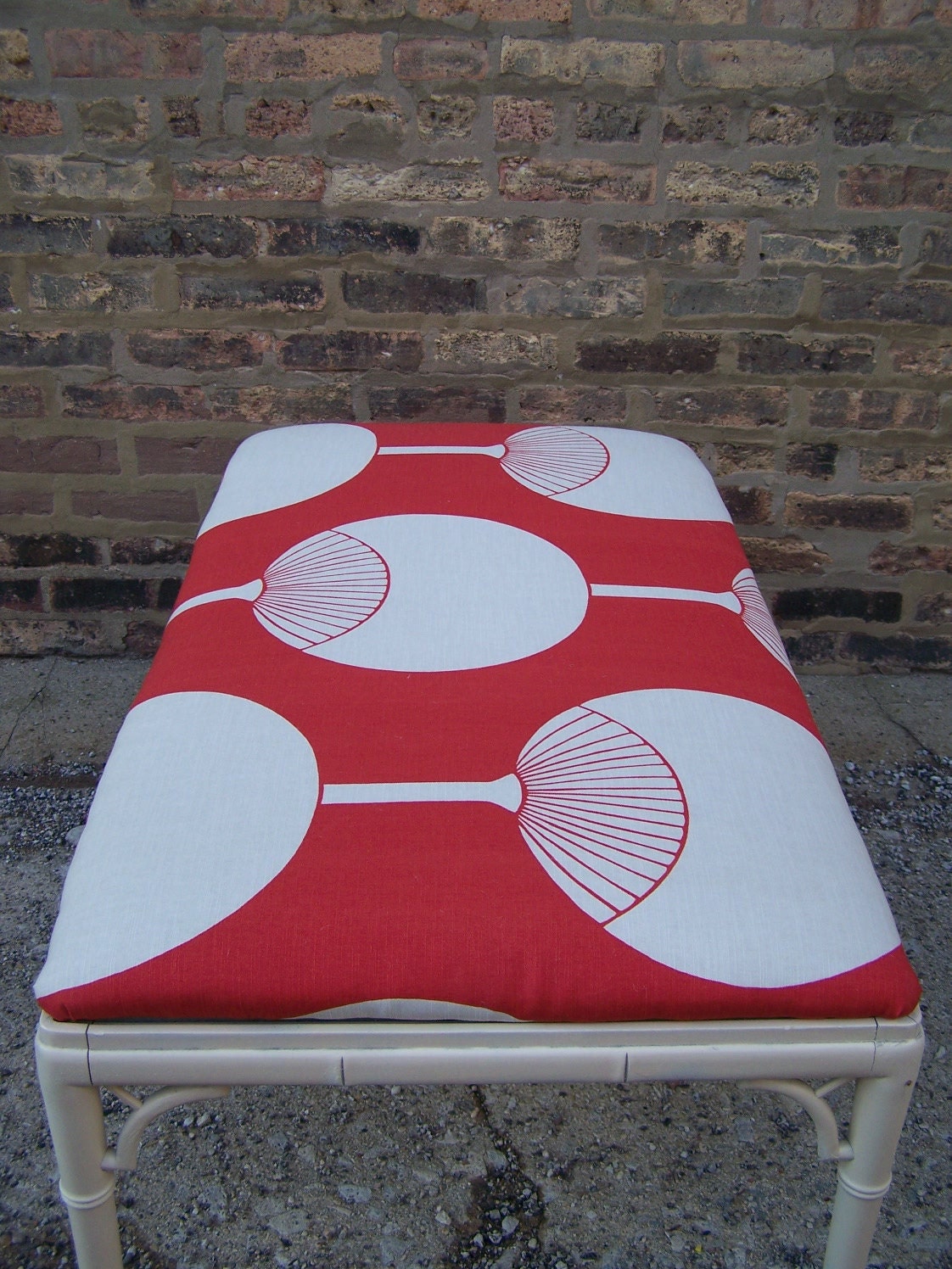 Beautiful Ottoman Upholstered In Thomas Paul Fabric