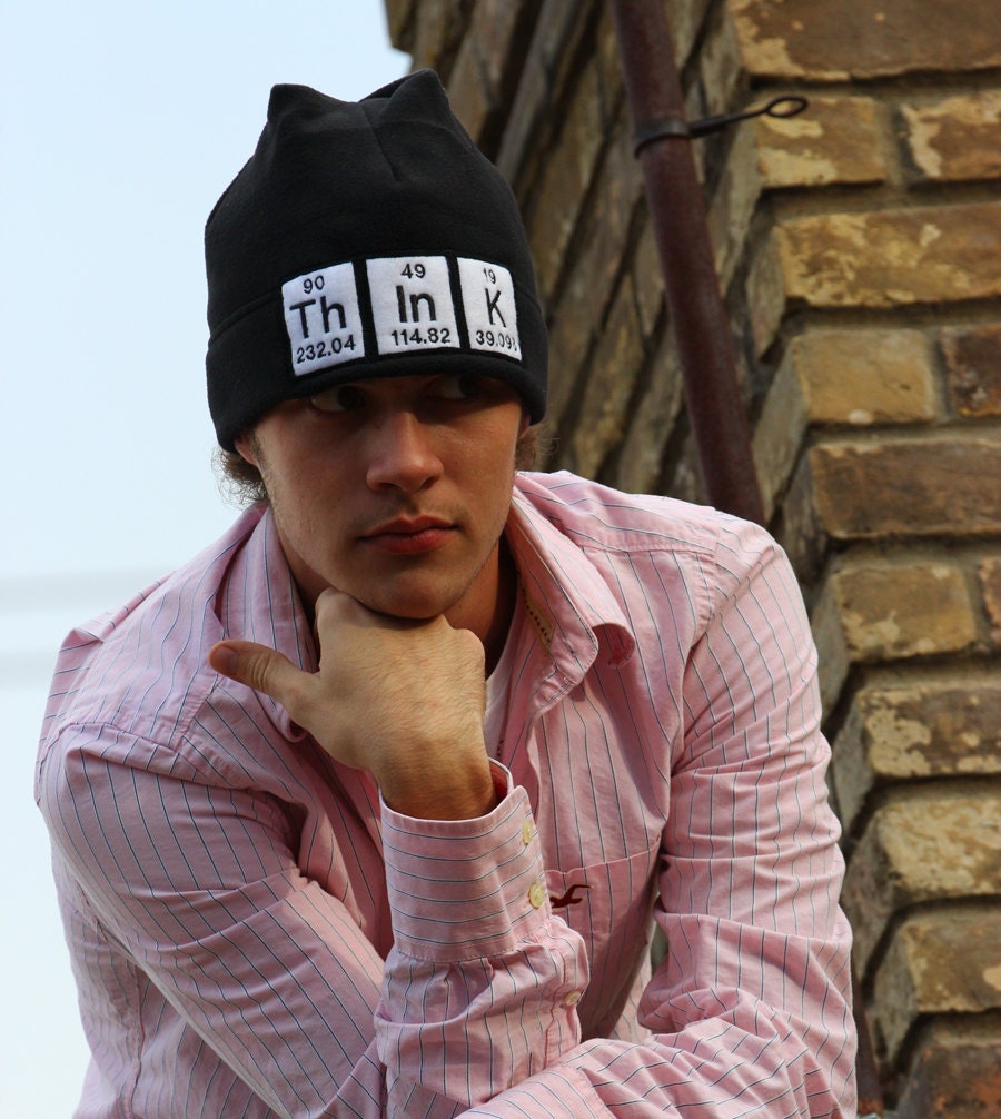Beanie Think Periodic Table Black Science  Fleece
