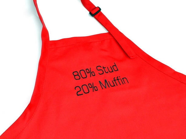 Men Apron- Red Stud Muffin- Cotton with Adjustable Neck and pockets