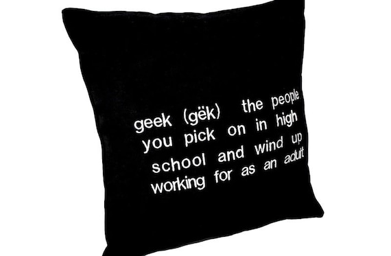 Decorative pillow-Geek Definition Pillow-Black Ultra Suede Fabric