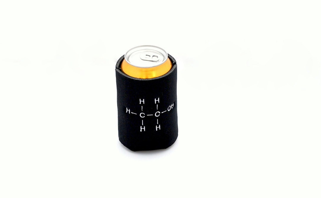 Ethanol Alcohol  Can Cozy-Chemical Formula Beer-black neoprene