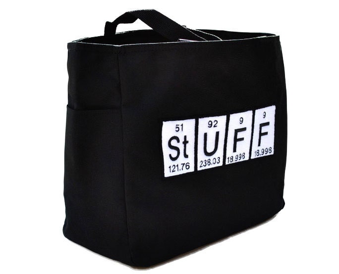 Black Tote Bag- Periodic Table Elements Spelling Stuff