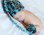 Brown and Turquoise Blue Infant Elf Hat Photo Prop