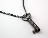 Skeleton Key Necklace Vintage Tiny Miniature Small - Number - by Gwen DELICIOUS Jewelry Design