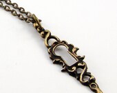Keyhole Necklace Bronze Victorian Pendant Escutcheon - by Gwen DELICIOUS Jewelry Design