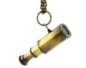 Miniature Spyglass Telescope Pendant Necklace - Working-- Steam Punk  - by Gwen DELICIOUS Jewelry Design