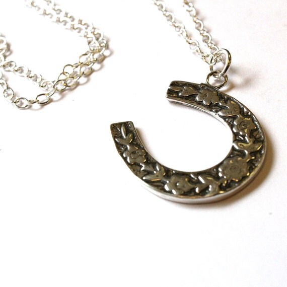 Sterling Silver Horseshoe Necklace by GwenDelicious on Etsy