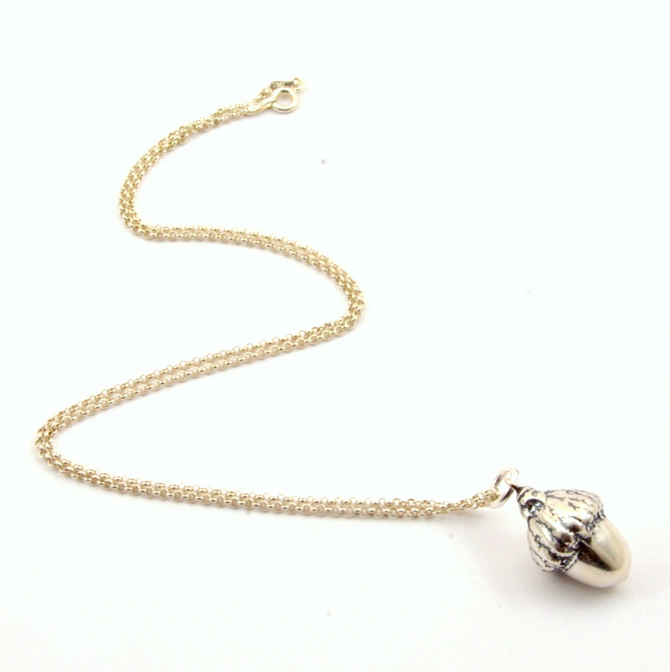 Sterling Silver Acorn Necklace Acorn Pendant Necklace