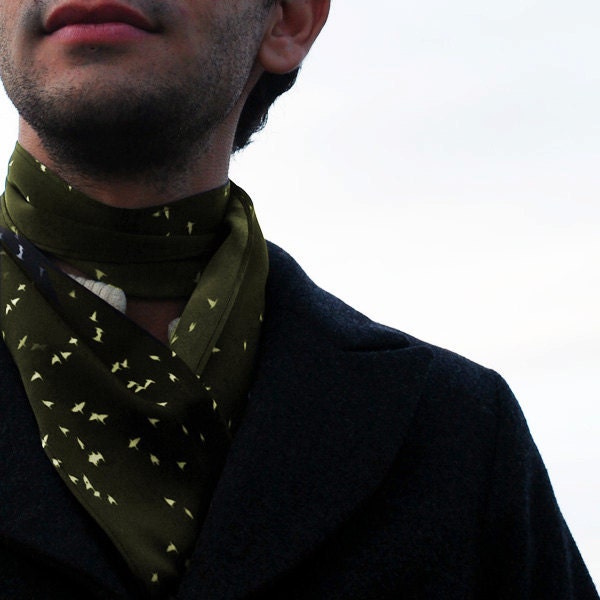 BIRDS green- satin