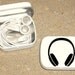 Tin ipod earbud tin white metal hinged tin 80's Headphone design