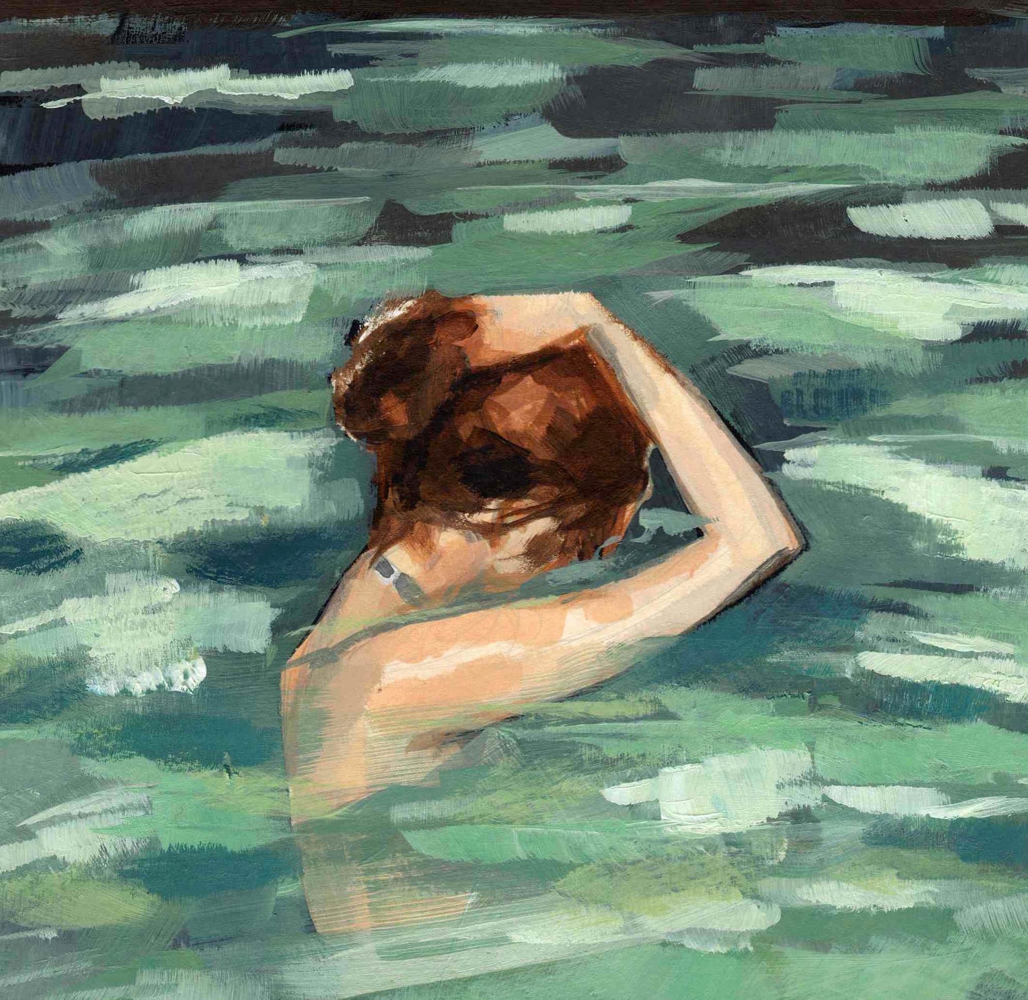 My Home is the Sea . giclee art print poster from painting of woman in the ocean