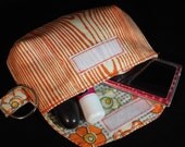 Orange Faux Bois Key Chain Clutch