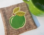 Fabric Coaster Set Apple a Day Coasters/Linen and Apples Fabric Coaster Set