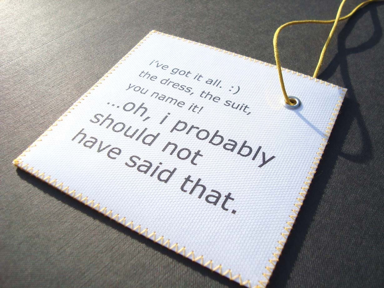 Unique Engagement Gift - Destination Wedding Luggage Tag that can't keep his Mouth Shut.