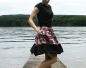 Vintage. Pleat Skirt. Herman Geist. Berry and Black