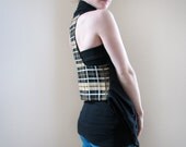 Plaid Racer Back Vest with Jersey Pleated Front