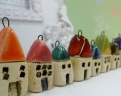Christmasinjuly - Tiny house pendant little cottage charm Ceramic jewelry Ceramic house pendant  Little house Beach cottage - orlydesign