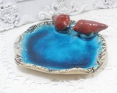 Fall Wedding cake topper custom ceramic bowl with a pair of love  birds in a color of your choice