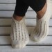 Handknitted Wool Beige Slippers