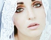 Wedding veil - Mantilla, Beaded Lace edge veil