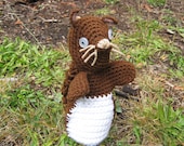 OOAK  Sweet Brown Crocheted  Squirrel Hand Puppet