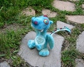 OOAK Magic Sky Blue Fairy Dragon Needle Felted Soft Sculpture