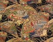 Japanese Cotton Print Fabric - Quilt Gate, Half Yard - Gorgeous Glitter Lame & Traditional Pattern - Black - NT135