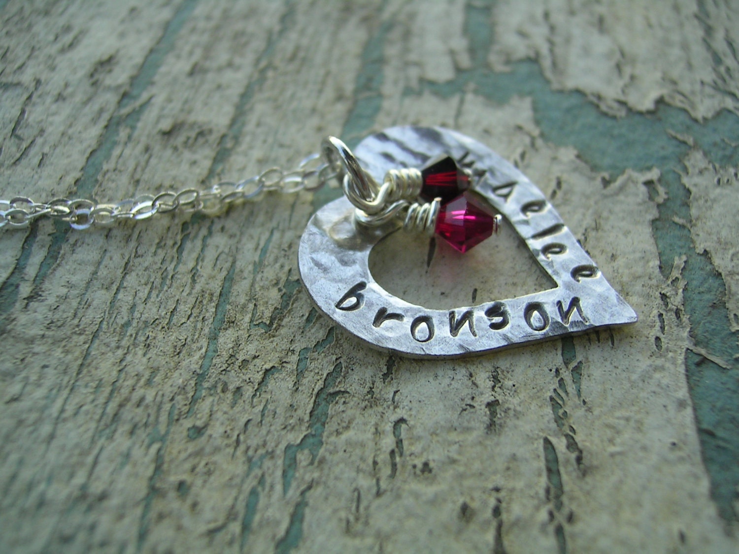 SALE Sterling Silver Open Heart Necklace Mother Grandmother Sister Best Friend Hand Stamped Customized