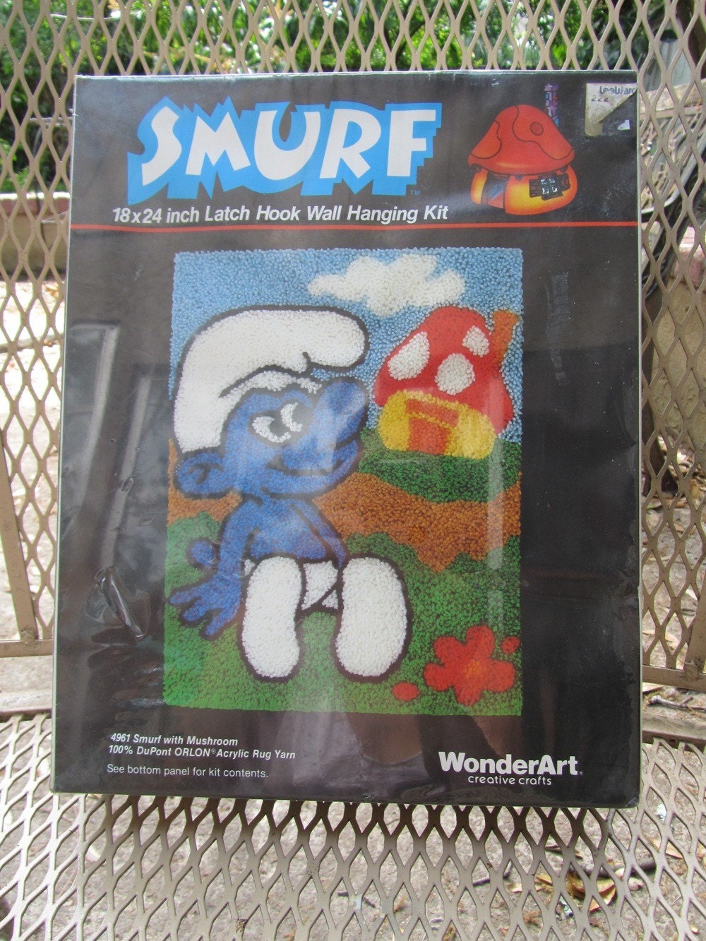 Smurf VINTAGE Wonderart Latch Hook Wall Hanging Kit New Old Stock