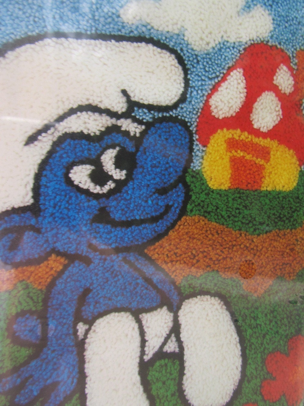 Smurf VINTAGE Wonderart Latch Hook Wall Hanging Kit New Old Stock