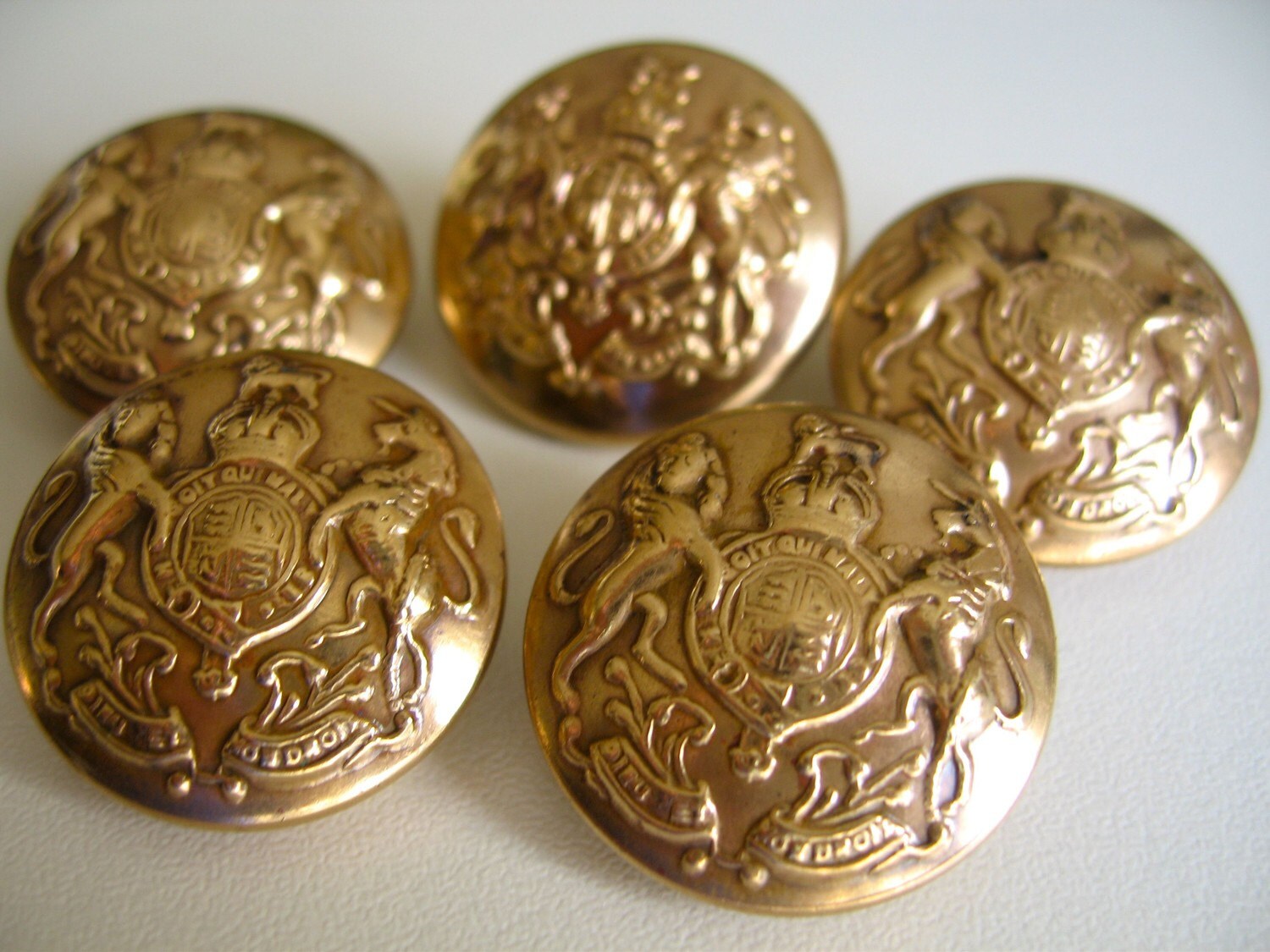 Vintage Brass Military Buttons With Lion And Unicorn By Islaybower 3843