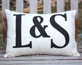 custom initial monogram pillow.  perfect for your sweetheart.  wedding or anniversary.  comes in any color or design.