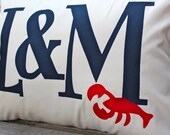 custom initial monogram pillow.  with custom applique.  comes in any color or design.