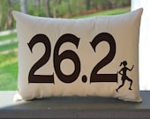 custom applique pillow.  marathon 26.2 runner pillow.  comes in any color or design.